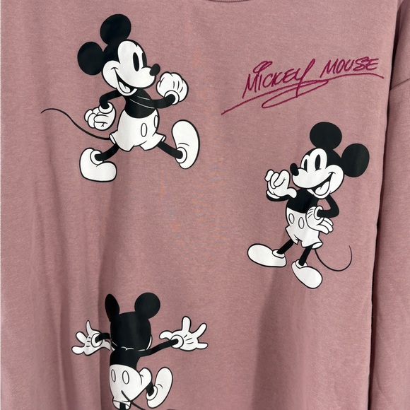 Mickey Mouse Disney Cartoons All Over Print Sweatshirt Pink SZ XL - Picture 6 of 10